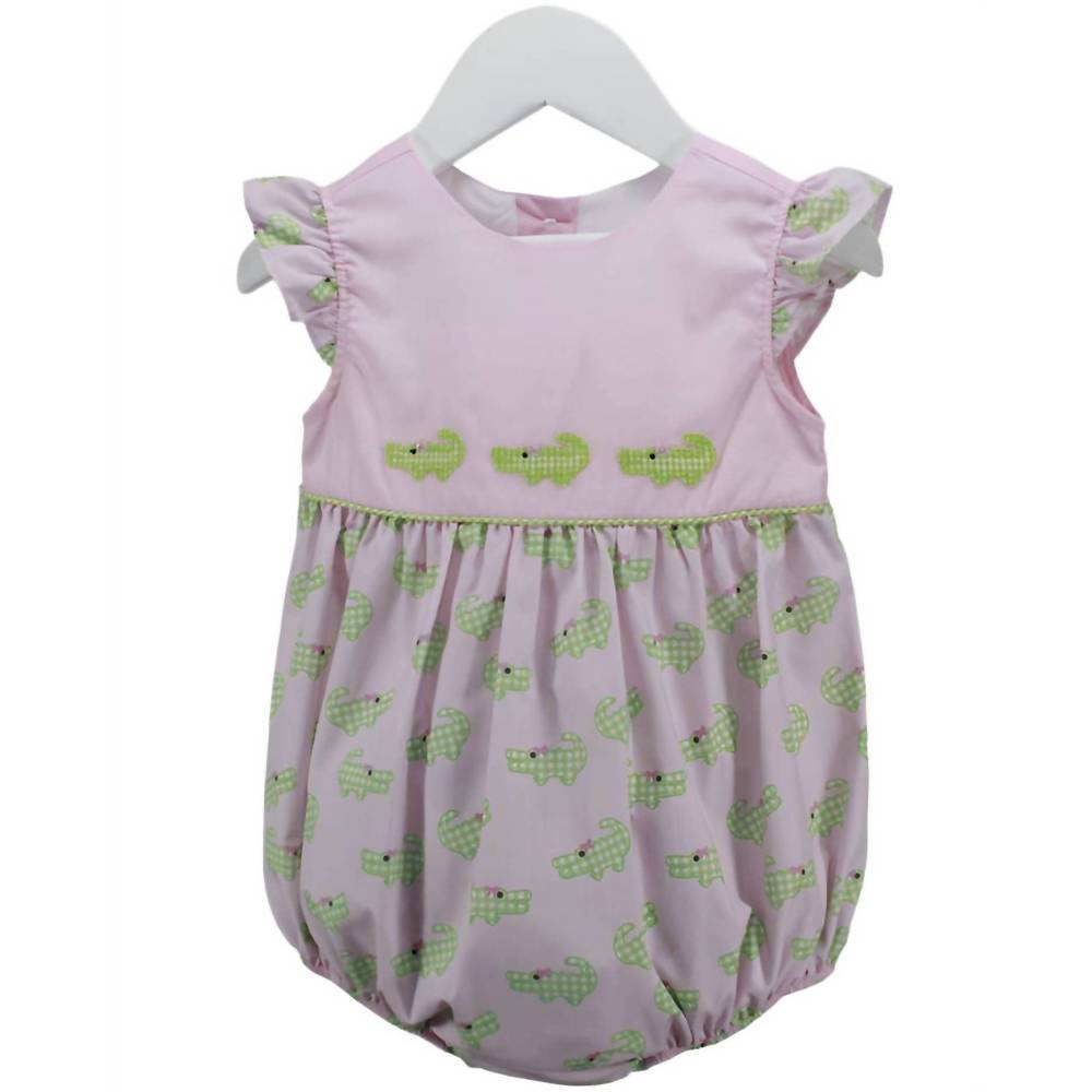NEW CHARMING LITTLE ONE baby crocodile print mary bubble in pink
